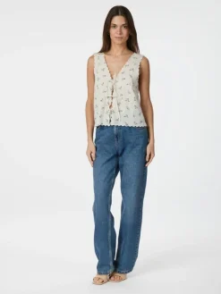 Bibi Embroidery Top, Off White, 34