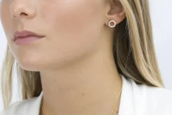 Biella Uno Piccolo Øreringe, Guld/Hvid