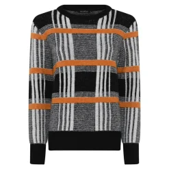 Bold Check Striktrøje, Apricot/Black, L