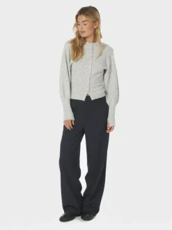 Briano Soft Knit Cardigan, Light Grey Melange, 40