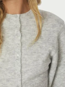 Briano Soft Knit Cardigan, Light Grey Melange, 40