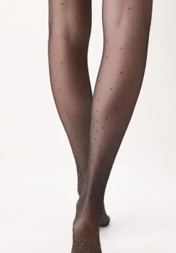 Bright Dots Strømpebukser, Black, S/M