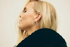 Brushed Medium Creoler, Silver Plated