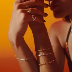 Burning Flames Armbånd, Silver, 18 cm