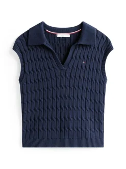 Cable Mid Polo Vest, Dark Night Navy, XXL