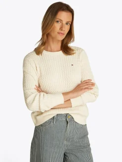 Cable Striktrøje, Heather Ivory Petal, M