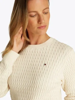 Cable Striktrøje, Heather Ivory Petal, M