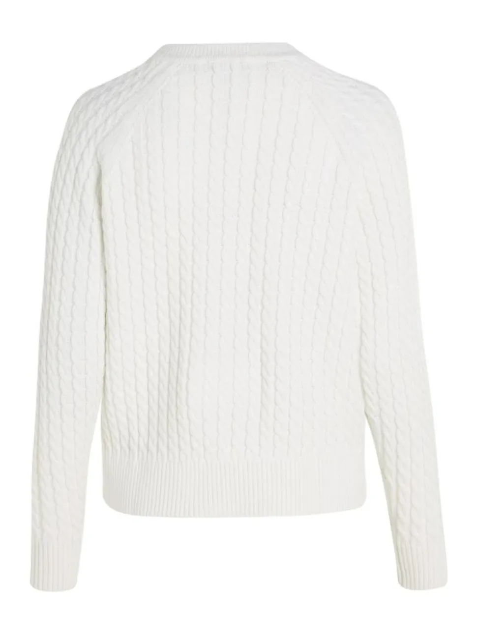 Cable V-Neck Sweater, Ecru, S