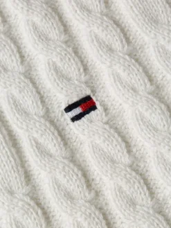 Cable V-Neck Sweater, Ecru, S