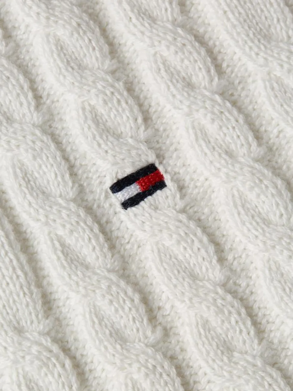 Cable V-Neck Sweater, Ecru, S