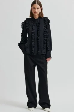 Cally Frill Skjorte, Black, M