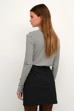 CandaceKB Langærmet T-shirt, Egret/Meteorite Stripe, S