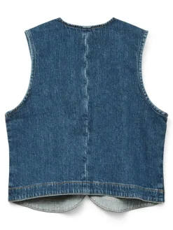 Carley Rhinetone Vest, Medium Blue Denim, M