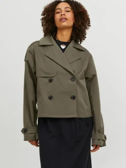 Carlie Short Trenchcoat, Dusty Olive, XL