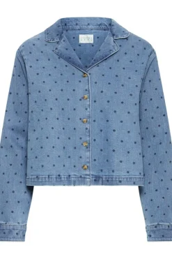 Caroline Denimjakke, Medium Blue w. Dot, 38
