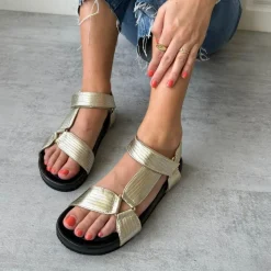 Carrie Leather Sandaler, Guld, 36