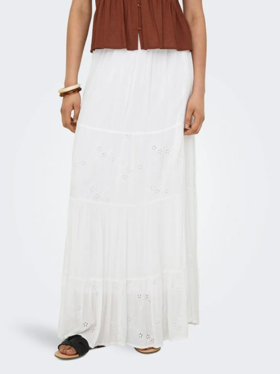 Chiara Broderie Nederdel, Bright White, XL