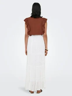 Chiara Broderie Nederdel, Bright White, XL