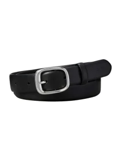Chunky Buckle Bælte, Black/Shiny Nickel, 85 cm