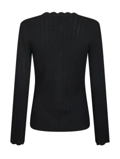 Clara Stitch Knit Bluse, Dark Navy, 36