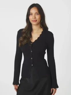 Clara Stitch Knit Bluse, Dark Navy, 36