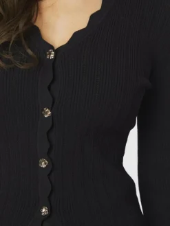 Clara Stitch Knit Bluse, Dark Navy, 36