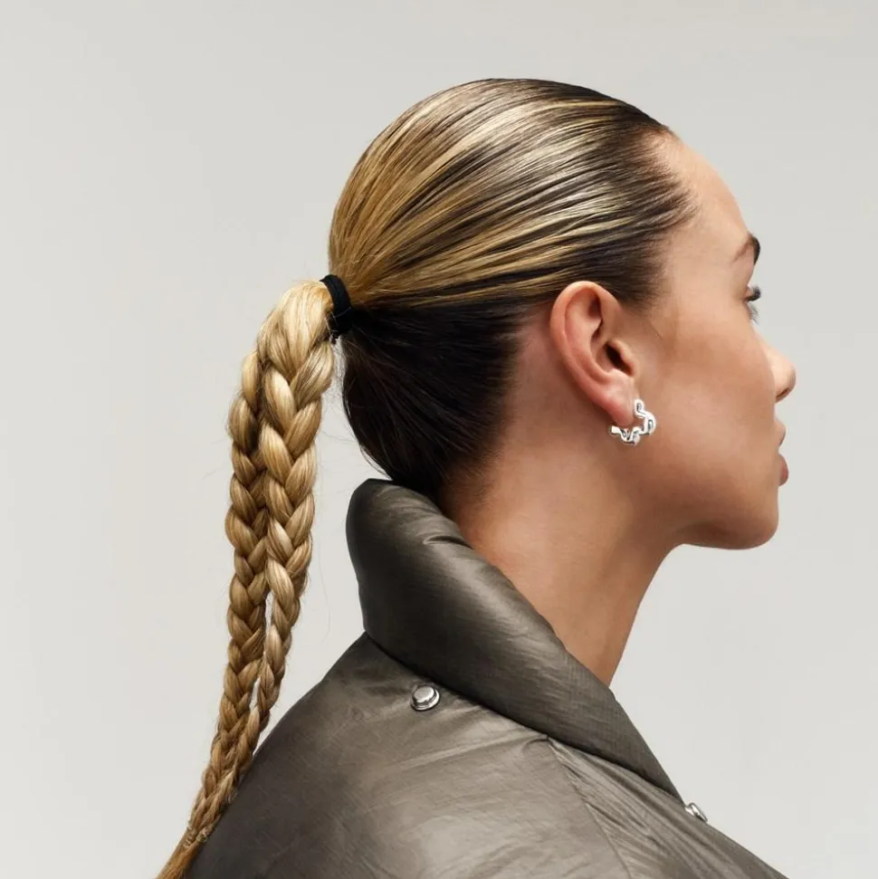 Cloudy Puffer Hoops, Silver