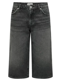 Cobain Wide Lange Shorts, Black Denim, M