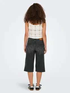 Cobain Wide Lange Shorts, Black Denim, M