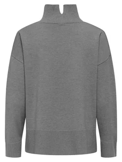 Coco Life High Neck Striktrøje, Medium Grey Melange, L