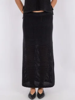 Como Crochet Knit Nederdel, Sort, 34