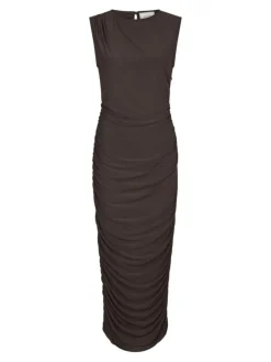 Corilina Solid Mesh Kjole, Brown, 42