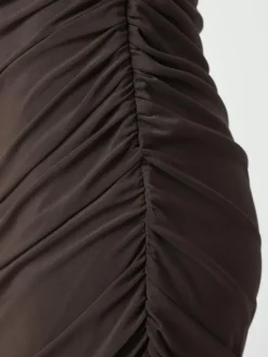 Corilina Solid Mesh Kjole, Brown, 42