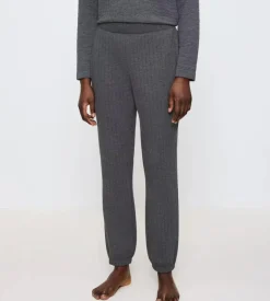 Cozy Comfort Quilted Bukser, Dark Grey Melange, 38