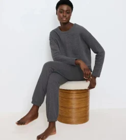 Cozy Comfort Quilted Bukser, Dark Grey Melange, 38