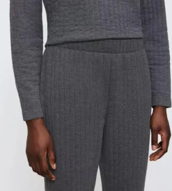 Cozy Comfort Quilted Bukser, Dark Grey Melange, 38