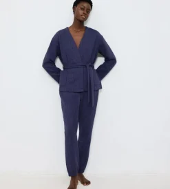 Cozy Comfort Quilted Robe Bluse, Blue Dark Combination, 44