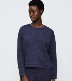 Cozy Comfort Quilted Sweater, Blue Dark Combination, 40