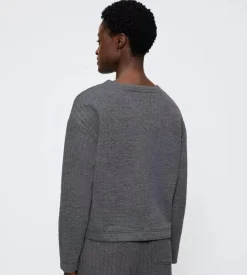 Cozy Comfort Quilted Sweater, Dark Grey Melange, 44