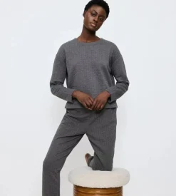 Cozy Comfort Quilted Sweater, Dark Grey Melange, 44