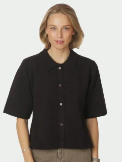 Cunna Knit Bluse, Dark Brown, 40