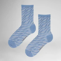 Curved Line Strømper, Water Blue, 39-42