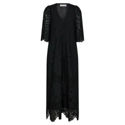 Curvey Lace Hem Kjole, Black, S