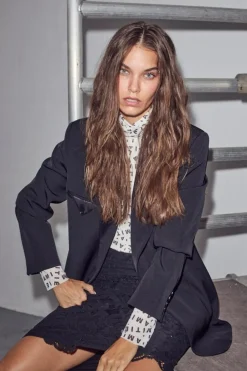 Curvey Lave Hem Pencil Nederdel, Black, L