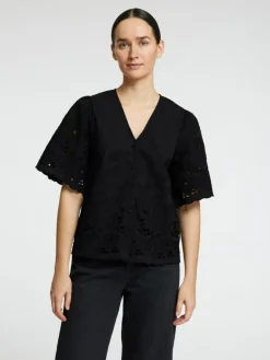 Dahlia Broderi Skjorte, Black, 34