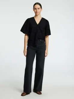 Dahlia Broderi Skjorte, Black, 34