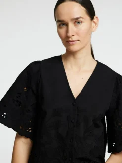 Dahlia Broderi Skjorte, Black, 34