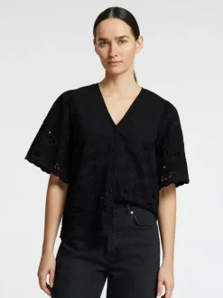 Dahlia Broderi Skjorte, Black, 34