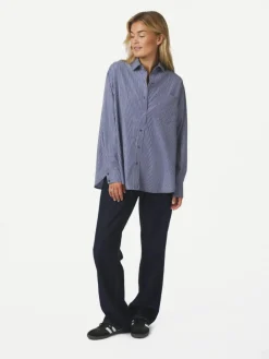 Dalma B Stripe Stone Skjorte, Midnight Blue, 38