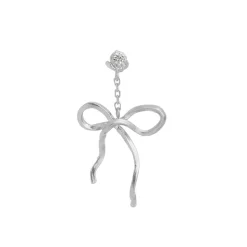 Dangling Flow Bow Ørering, Silver